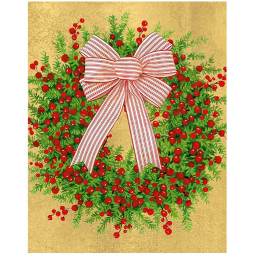 Caspari Petite Boxed Christmas Cards, Greenery & Berry Wreath w/Bow - Box of 15 cards & envelopes (105004) Caspari Petite Boxed Christmas Cards, Greenery & Berry Wreath w/Bow - Box of 15 cards & envelopes (105004)
