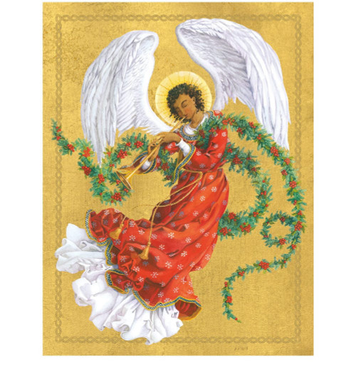 Caspari Boxed Christmas Cards, Angel with Garland - Box of 15 cards & envelopes (105302) Caspari Boxed Christmas Cards, Angel with Garland - Box of 15 cards & envelopes (105302)