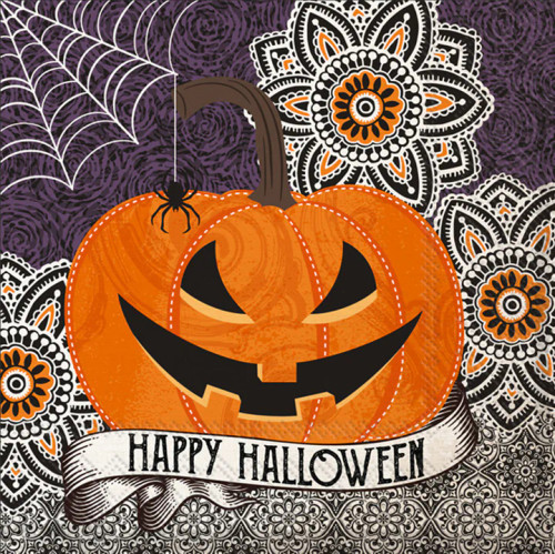 Boston International Paper Beverage Napkins, Happy Halloween Pumpkin - 2 Packs (C940500) Boston International Paper Beverage Napkins, Happy Halloween Pumpkin - 2 Packs (C940500)