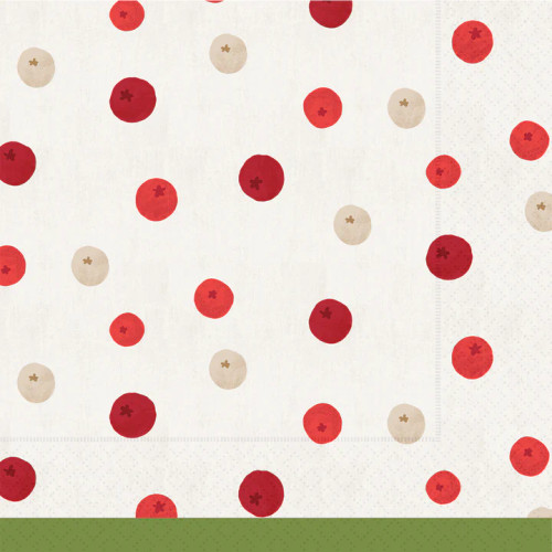 Boston International Paper Beverage Napkins, Winter Berry Dots (C400057) Boston International Paper Beverage Napkins, Winter Berry Dots (C400057)