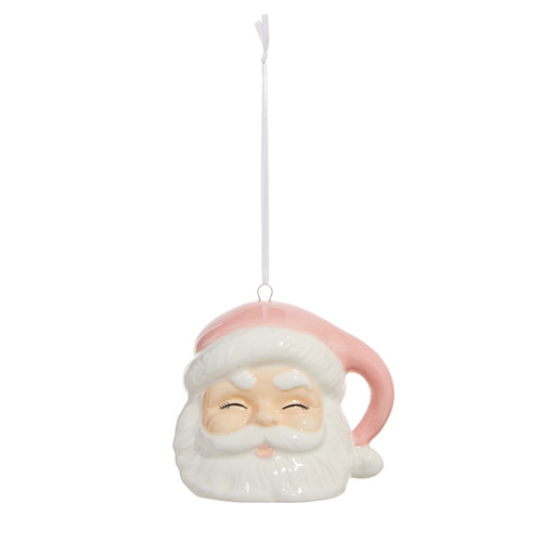 Raz Ornament, Pink Santa Head - 3.5" (4319046)