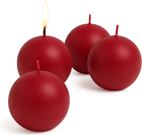 Biedermann & Sons 2.5" Ball Candle, Cranberry Red, Set of 4(CBC60CY)