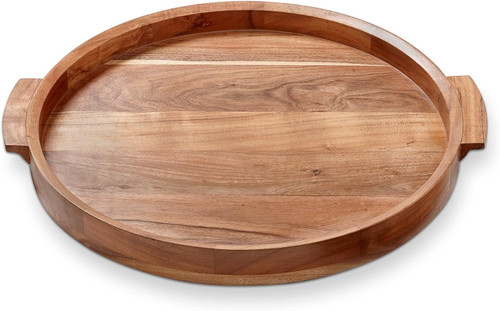 TAG 22" Round Mango Wood Serving Tray with Handles (G17303)