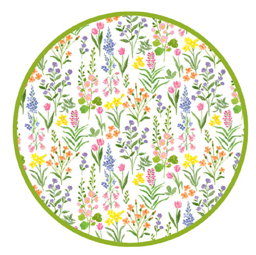 Caspari Round Paper Placemats, Wildflower Field (1132PPRND)
