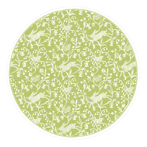 Caspari Round Paper Placemats, Hedgerow Moss Green (1133PPRND)