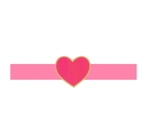 Caspari Die-Cut Stamped Paper Napkin Rings, Pink Heart Foil - 8 count (PNR001)