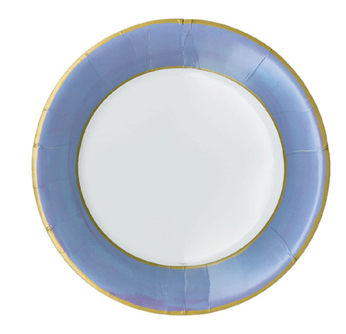 Caspari Round Paper Dinner Plates, Watercolor Blue - 2 Packs (19162DP)