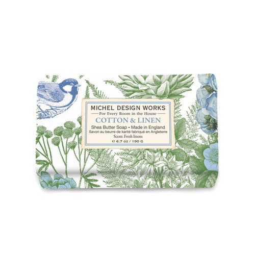 Michel Design Works Medium Bath Soap Bar, Cotton & Linen (858417)