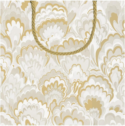 Caspari Small Square Gift Bag, Marbled Ceramica Silver & Gold (101270B1.5)