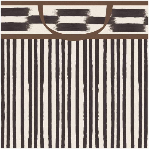 Caspari Small Square Gift Bag, Boho Stripe Black & Brown (10160B1.5)