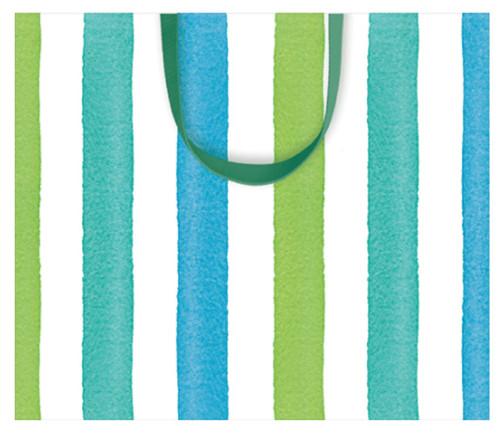 Caspari Large Gift Bag, Cafe Stripe Cool (101560B3)
