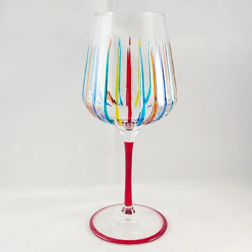 Gage Venetian Timeless Outline Wine Glass, Red Stem (VA721RED)