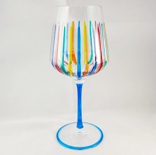 Gage Venetian Timeless Wine Glass, Aqua Blue Stem (VA721AQUABLUE)