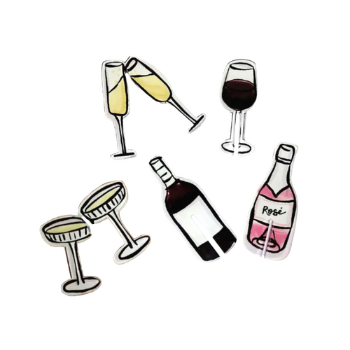 Mud Pie Acrylic Drink Markers, Wine - 5-Piece Assorted Set (48600216W)