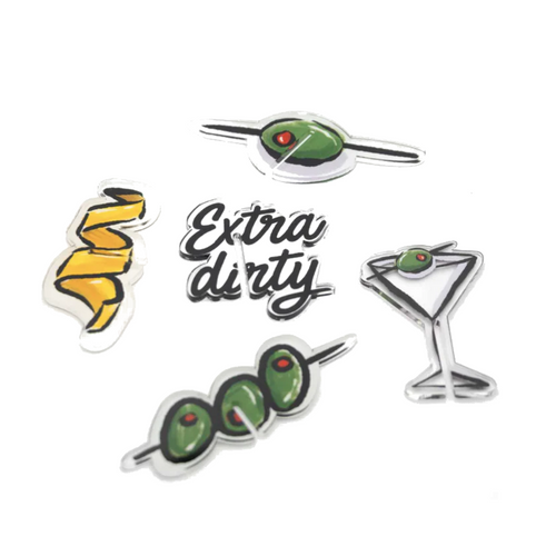 Mud Pie Acrylic Drink Markers, Martini - 5-Piece Assorted Set (48600216M)