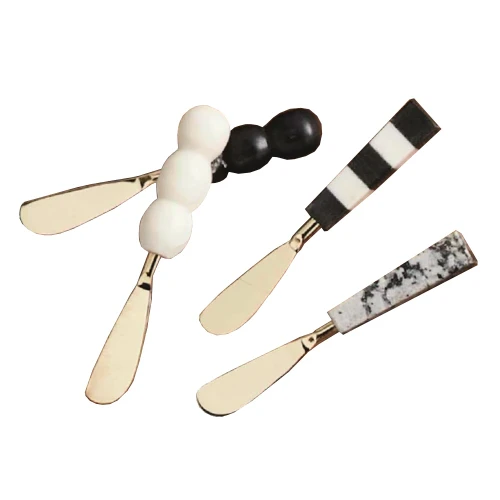 Mud Pie Black & White Marble Spreaders, Set of 4 (46300269)