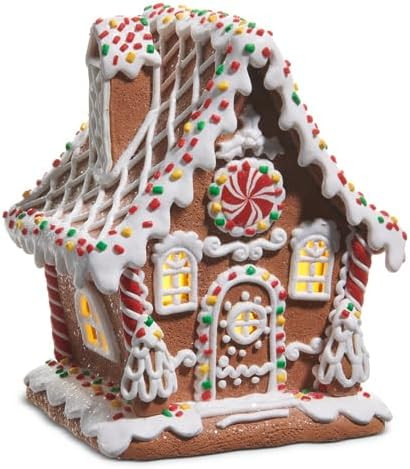 RAZ Imports 6.5" Lighted Sprinkle Gingerbread House (4516332)