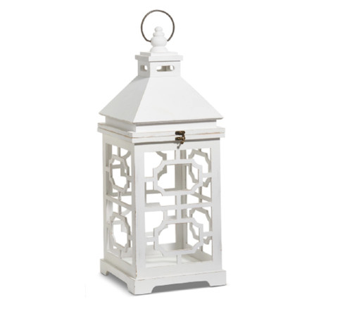 RAZ Imports 25.5" White Geometric Panel Lantern (4625928B)