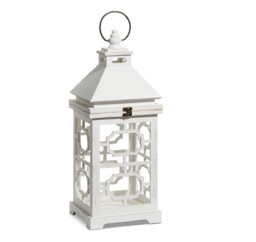 RAZ Imports 20" White Geometric Panel Lantern (4625928A)