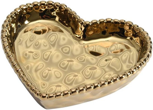 Pampa Bay Love is in the Air Small Porcelain Heart Dish, Gold (CER-2643-G)