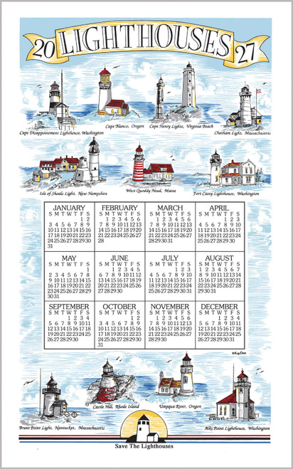 Kay Dee Calendar Towel, Lighthouses - 2027 (F3574)