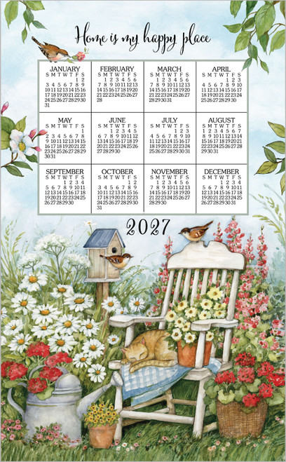 Kay Dee Calendar Towel, Cat On Chair - 2027 (F3570)