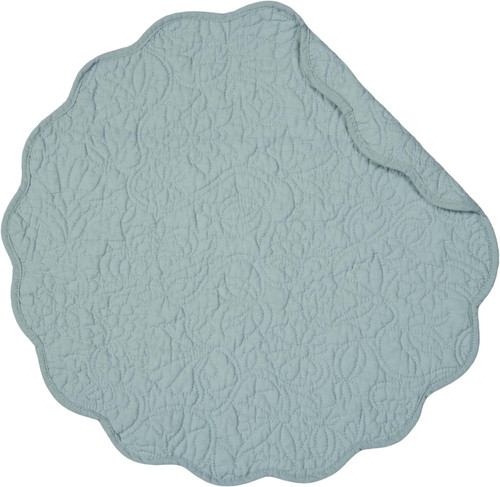 C&F Home Round Scallop Quilted Placemats, Christiana Breeze -Set of 4 (C862603558B)