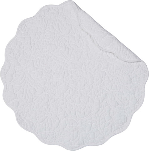 C&F Home Round Scallop Quilted Placemats, Christiana White -Set of 4 (C862603558W)