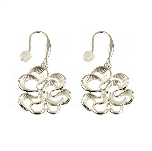Origin Shiny Silver Flower Earring - White (340-8)