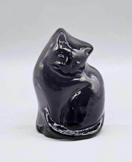 Blenko Cat Paperweight, Heliotrope (6402P-HELIOTROPE)