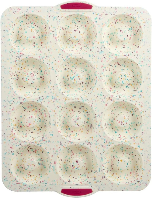 Trudeau Mega Jumbo Donut Pan, 12-Count, Nonstick Confetti Bakeware for Donuts (05121042)