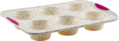 Trudeau Structure White Confetti 6-Cup Jumbo Muffin Pan (05118658)
