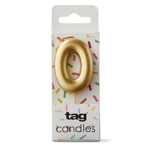 TAG Metallic Gold Digit Candle - "0" (G21930-G0)