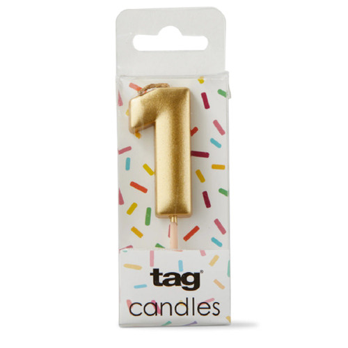 TAG Metallic Gold Digit Candle - "1" (G21930-G1)