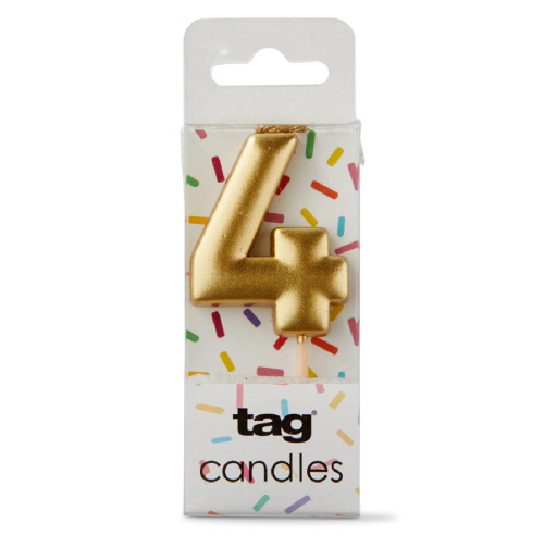 TAG Metallic Gold Digit Candle - "4" (G21930-G4)