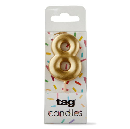 TAG Metallic Gold Digit Candle - "8" (G21930-G8)