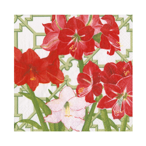 Caspari Paper Luncheon Napkins, Amaryllis Conservatory - 2 Packs (18690L)