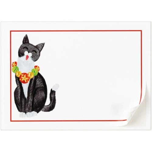 Caspari Self-Adhesive Labels, Caroling Cat (LTAG114)