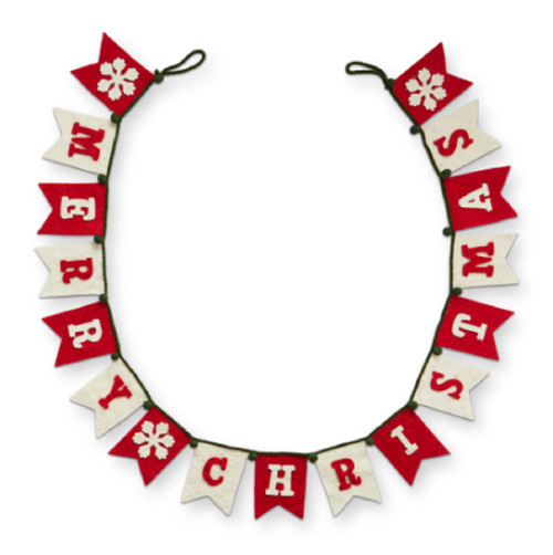 TAG Felt Garland, Merry Christmas With Snowflakes (G21749)
