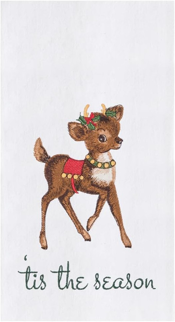 C&F Home Flour Sack Kitchen Towel, Vintage Christmas Baby Reindeer (C861711216)