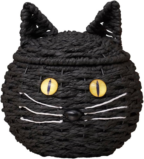 C&F Home Black Cat Hand Woven Trick-or-Treat Candy Container (C46015005)
