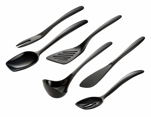 Gourmac 7.5" Melamine Mini Utensils, Black - Set of 6  (3517X6BK)