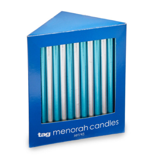 TAG Hanukkah Metallic Taper Candles Box Of 45 (G21497)