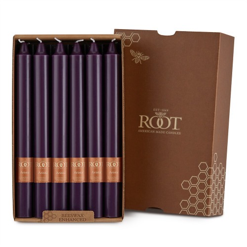 Root Smooth Arista Candles 9", Aubergine - Box of 12 (89219)