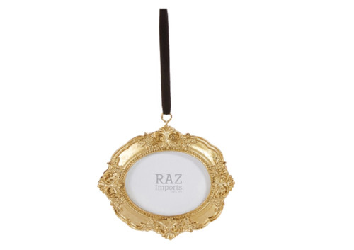 RAZ Imports 6" Vintage Photo Frame Ornament, Oval (4536658A)