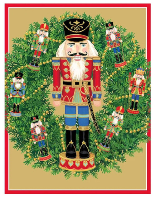Caspari Boxed Christmas Cards, Nutcracker Wreath - 15 Cards (106201)