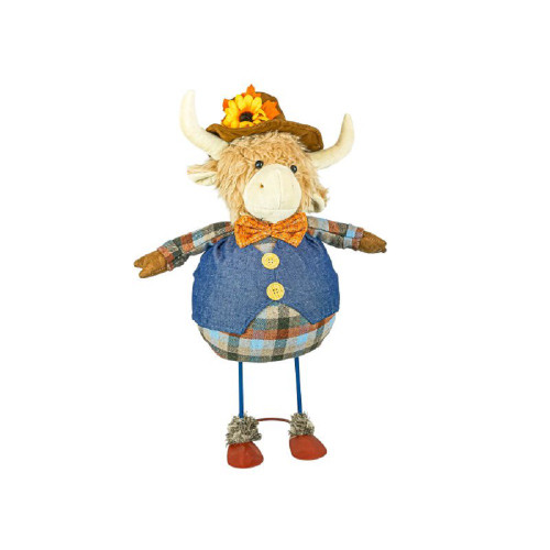 Hanna's Handiworks Sharecropper Cow with Vest Bobble Stand (46169A)