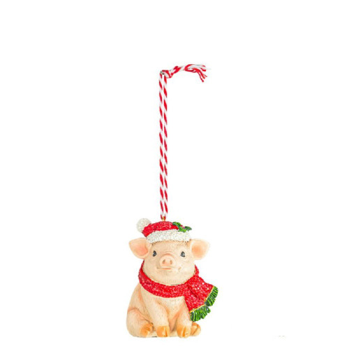 Hanna's Handiworks Ornament, Holly Jolly Farm Critter - Pig (16239B)