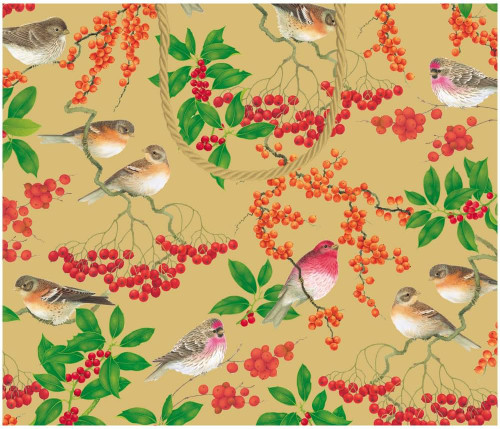 Caspari Large Gift Bag, Birds And Berries (10186B3)