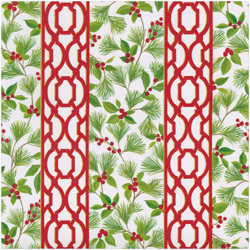 Caspari Gift Wrap Roll, Knots And Greenery White (10199RC)
